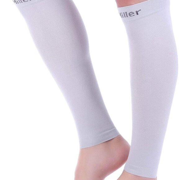 Doc Miller Compression Calf Sleeve Large Gray * 2 Pairs * - Picture 1 of 4